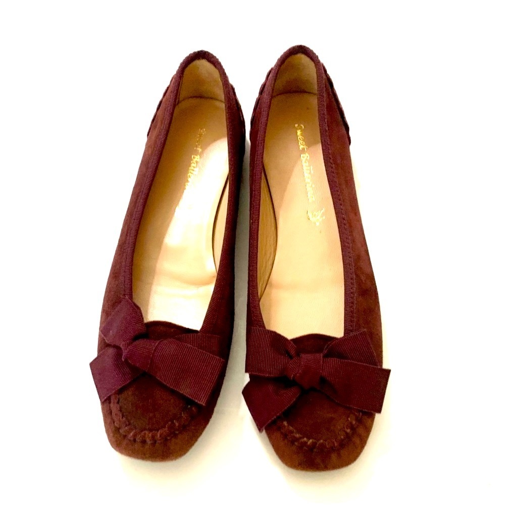 NWT SWEET BALLERINA Suede Leather Shoes, Burgundy Flats